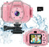 Agoigo Kids Waterproof Camera Toys for 3-12 Year Old Boys Girls Christmas Birthday Gifts Children's HD Video Digital Action Cameras Child Indoor Outdoor Toddler Camera, 2 Inch Screen (Pink)