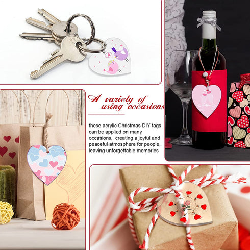 Jetec 50 Pieces 3 Inch Acrylic Valentine's Day Ornament Blank Clear Acrylic Ornament Acrylic Heart Shaped Keychain Blanks DIY Valentine's Acrylic Ornament with Hole for DIY Craft (Basic Style)