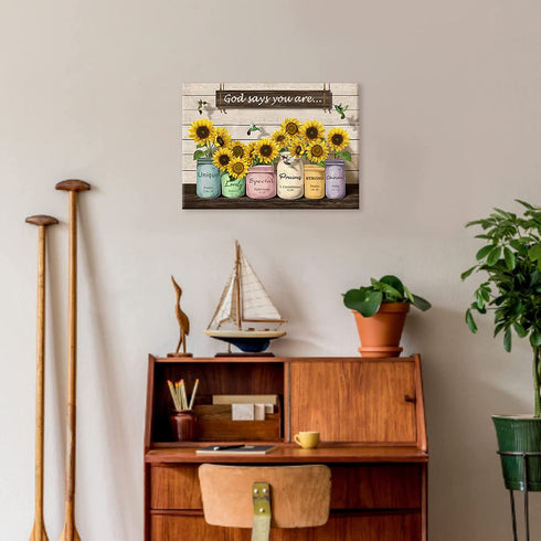 Wall Art Painting Canvas Wall Art Sunflower Encourage Text Canvas Artwork Flower Wall Decor Prints Wall D©cor for Living Room Bedroom Home Decoration Ready to Hang