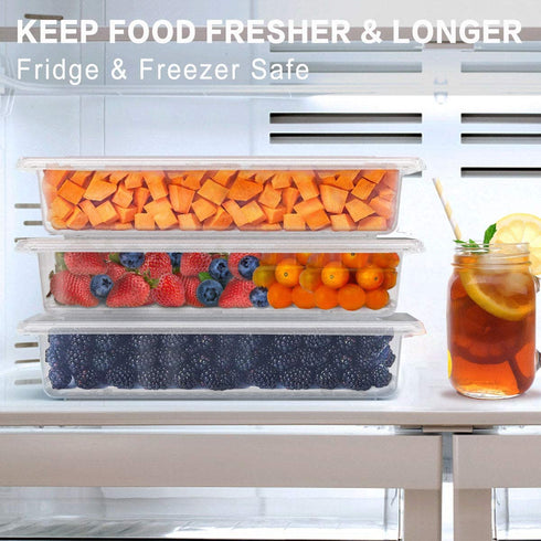 Refrigerator Organizer Bins Produce Saver - 2.5L x 3 SILIVO Fridge Storage Containers with Removable Drain Tray for Produce, Fruits, Vegetables, Meat and Fish