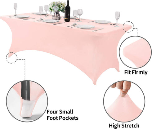 Hezuzo Spandex Table Cover for 8FT or 4ft or 6ft Table Universal Fitted Stretch Tablecloth for Party, Banquet, Wedding and Events