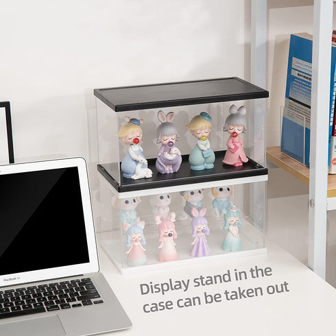 Acrylic Clear Display Case with Black Lid and Black Base, Clear Dustproof Protection Showcase, Display Box Storage Holder for Doll Toy Collectibles ( 11.8 X 6.3 X 6.3 INCH )