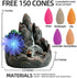 INONE Incense Burner with 150 Cones, Waterfall Backflow Incense Holder, Aromatherapy Ornament, Zen Decor, Home Decor, Room Decor