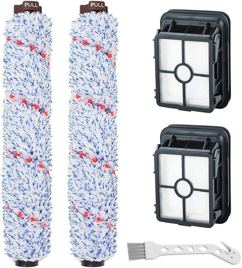 Lemige 2 Pack Multi-Surface Brush Roll 1868 + 2 Pack Vacuum Filter 1866 for Bissell CrossWave Vacuum Cleaner, Compare to Part 1608683, 160-8683, 1608684