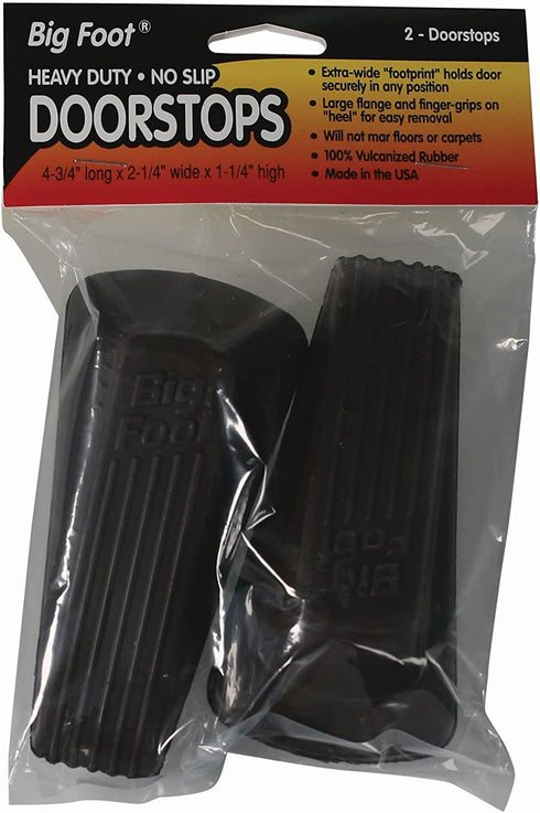 Master Manufacturing 2-Pack Brown Big Foot Door Stops, Heavy Duty Rubber Wedge Design, Made in the USA, Holds Heavy Doors Securely (Pack of 2) (00971)