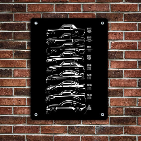 Ford Mustang History Metal Sign Aluminum Sign Decor for House Bar Pub Plaque Poster Wall Art Sign 14x11 Inch