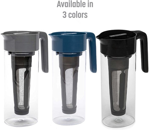 Goodful Airtight Cold Brew Iced Coffee Maker, Shatterproof Durable Tritan Plastic Construction, Leak-Proof Lid, Large Capacity with Premium Stainless Steel, 2.25 Qt, Black