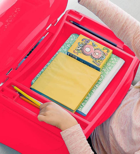 HearthSong Kids™ Portable Folding Lap Desk with Large Storage Activity Tray, 17" L x 12" W, Red