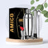 Amico Premium Stainless Steel Bar Set 24 Ounce with 6 Pcs Accessories Innovative Rubber Ring Design with Mixing Spoon, 2 Pourers, Jiggle & Muddler Built-in Bartender Strainer (Includes Muddler)