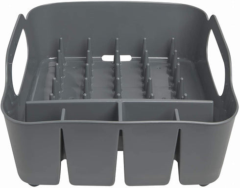 Umbra Tub Dish Drying Rack Lightweight Self-Draining Dish Rack for Kitchen Sink and Counter at Home, RV or Motorhome, Charcoal
