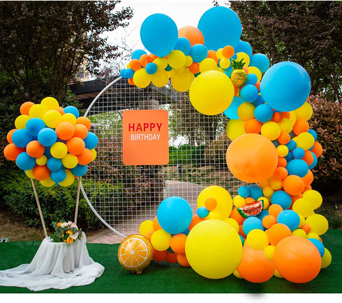 DIY Party Balloon Garland Kit,129 Pcs Yellow Orange and Blue Balloon Arch Kit for Wedding Birthday Graduation Anniversary Bachelorette Party Baby Shower Party Background Decorations