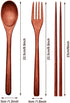 Wooden Flatware Set Natural Wooden Cutlery Set Chopsticks Spoon Fork Set Long Handle Utensils Set Reusable Japanese Style Tableware Set for Kitchen, Home, Camping, Picnic (18)
