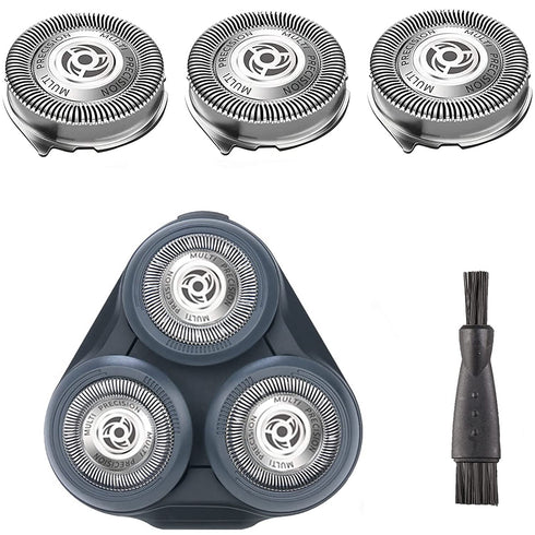 SH50/52 Replacement Heads for Philips Norelco Series 5000 Electric Shaver, Replacement Blades Head Fit for Phillips Series 5000 (S5xxx), AquaTouch (S5xxx), PowerTouch (PT8xx, PT7xx), 3-Pack with Brush