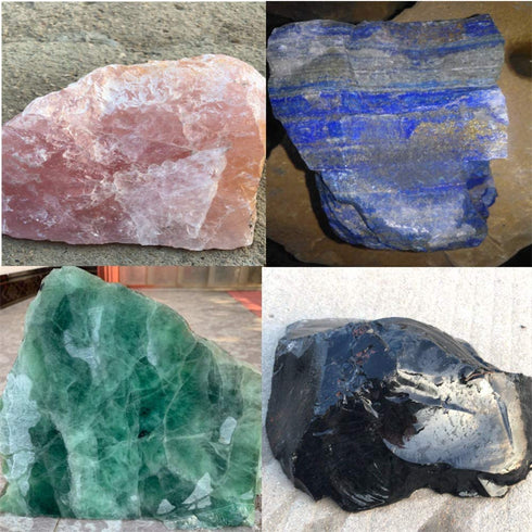 Luckeeper Healing Crystal Wands |4 PCS 2" Green Fluorite, Lapis Lazuli Crystal Wand & Rose Quartz Crystal Points,Black Obsidian| 6 Faceted Reiki Chakra Meditation Therapy