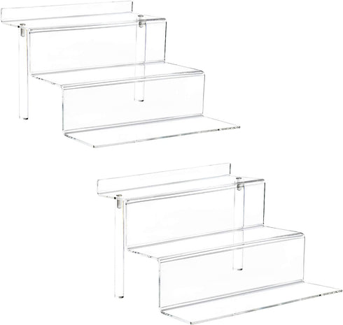 YestBuy 2 Pack Clear Acrylic Risers Display Stand for Pop Figure, 3 Tier Cupcake Stand, Dessert Display Stand for Display Or Collections (6"×9")