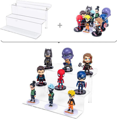 YestBuy 2 Pack Clear Acrylic Risers Display Stand for Pop Figure, 3 Tier Cupcake Stand, Dessert Display Stand for Display Or Collections (6"×9")