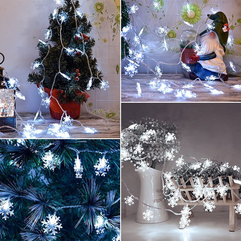 Led Christmas Lights Snowflake String Lights 100Led 49Ft Plug in 8 Modes Extendable Fairy String Lights for Indoor Outdoor Holiday Party,Wedding, Xmas Tree, New Year, Christmas Decorations(Cool White)