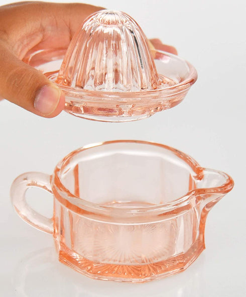 HOME-X Nostalgia Style Glass Citrus Juicer, Manual Juice Press, Retro Nostalgic Lemon, Orange Juicer-2 Pcs-Pink