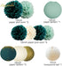 NICROLANDEE Wedding Party Decorations - 12PCS Green Hanging Tissue Pom Poms Gold Foil Dots Paper Lantern Confetti 30G for Rustic Style Bridal Shower Birthday Botanical Baby Shower Decorations