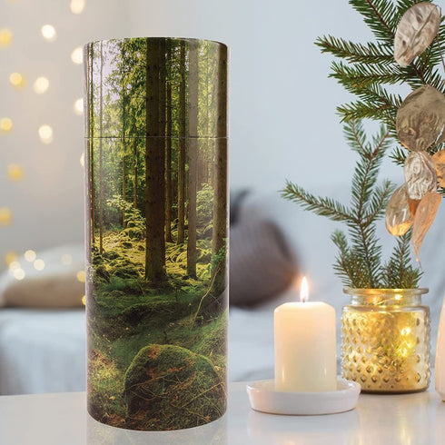 NEWDREAM:The Biodegradable Urns for Human Ashes is Designed to Scatter The Cremated Ashes of Your Loved One in Your Favorite Place,Scattering Urn(L5Wx12H,Sunshine in The Forest)
