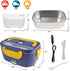 Electric Lunch Box -- Toursion Portable Food Heater 2 in 1 for Car/Truck and Work 110V&12V-24V 40W, Removable Stainless Steel Portable Food Warmer 1.5L, Spoon and 2 Compartments Included (Dark Blue)