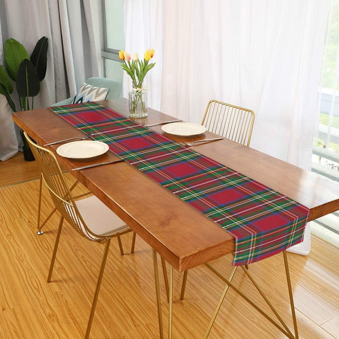 SUABO Table Runner Christmas Red and Green Tartan Plaid Striped Pattern Non-Slip Heat Resistant Modern Table Runners for Dinner Holiday Party Wedding Decoration 13 x 90 Inch
