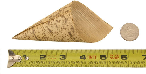 BambooMN 5.12" x 2.25" Premium Bamboo Leaf Cone, All Natural and Disposable Compostable for Catering and Home Use, 100 Pieces