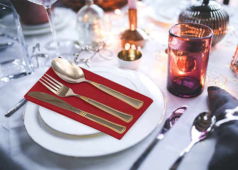 Ruvanti Kitchen Cloth Napkins 12 Pack 18 X 18 Inch Dinner Napkins Soft, Comfortable, Reusable Napkins, Durable Linen Napkins, Perfect Table Napkins, Burgundy Napkins for Dinners, Parties & Wedding.