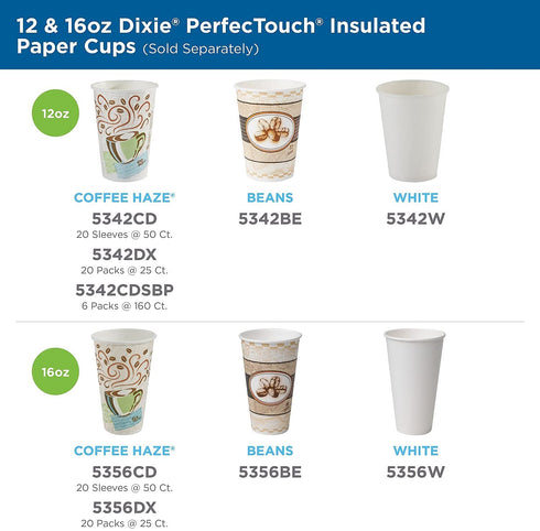 Dixie Hot Cups, Paper, 12oz, Coffee Dreams Design, 50/Pack