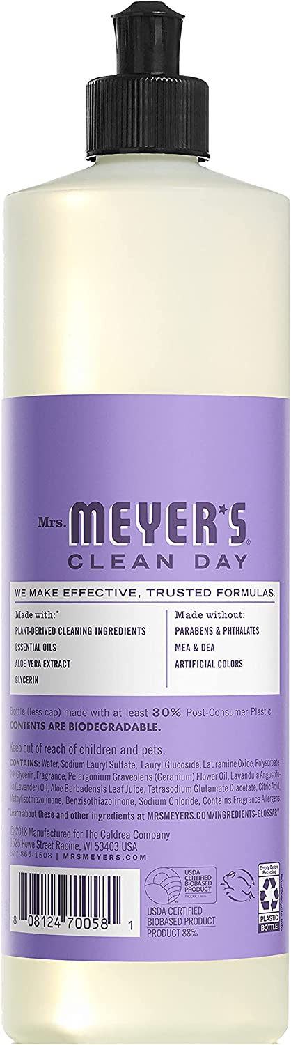 Mrs. Meyer™s Clean Day Spring Liquid Dish Soap Variety Pack, 1 Lilac Scent, 1 Peony Scent, 1 Mint Scent, Cuts Grease & Biodegradable, 16 FL OZ Bottles (3 CT)