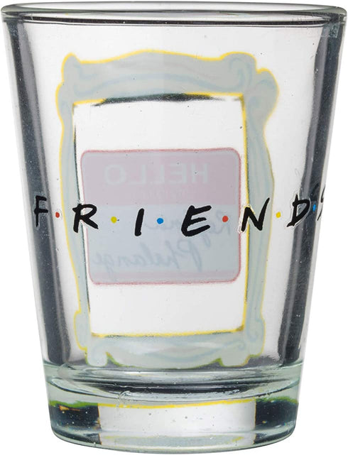 Silver Buffalo Friends Iconic Icons Yellow Frame 4 Pack Mini Glasses, 1.5 Ounces