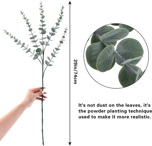 CEWOR 6pcs 29 Inches Tall Artificial Eucalyptus Stems Faux Eucalyptus Branches Greenery Plants for Wedding Party Vase Floral Arrangement Decor