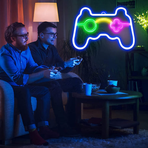Game Neon Sign Gamepad Shape LED Neon Signs for Wall Decor, Game Shaped Neon Lights for Bedroom Game Room Decor Teen Boys Gamer Party Gaming Wall Decoration Gift Wall Signs
