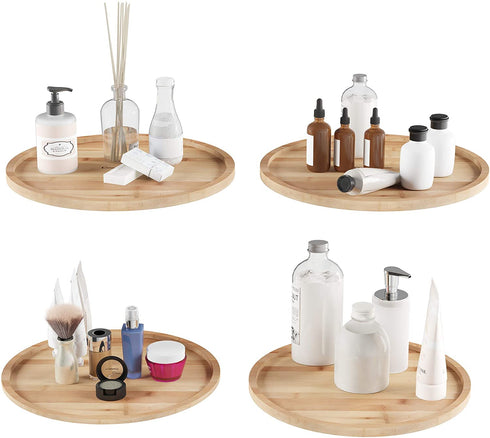 Lazy Susan All-Natural Bamboo Round Single Tier Turntable Kitchen, Pantry and Vanity Organizer and Display with 14 Inch Diameter by Classic Cuisine