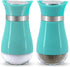 Salt and Pepper Shakers Set Glass Salt & Pepper Dispense for Sea Salt, Black Pepper, Spices-Stylish Pioneer Kitchen Gift for Women Mom Family - Teal