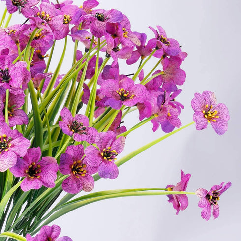 JEMONG 12 Bundles Artificial Flowers Outdoor UV Resistant Fake Flowers No Fade Plastic Plants Garden Porch Window Box Decorating (Purple)