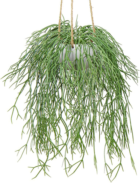 Artificial Hanging Plants Fake Greenery Succulent Potted Plant Ceramic Planter for Home Wall Indoor Outdoor Decor