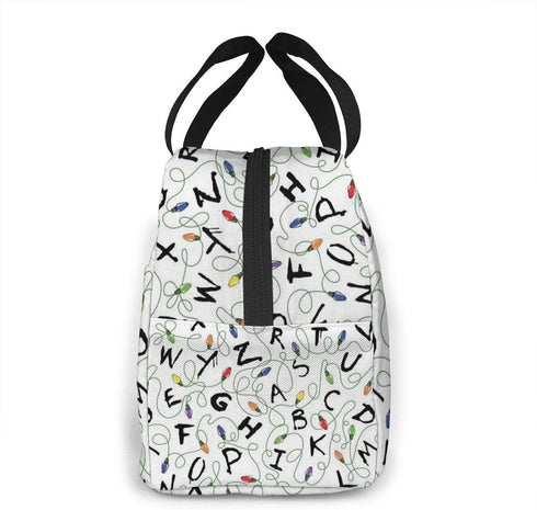 MSGUIDE Stranger Things White Insulated Lunch Bag Leakproof Cooler Lunch Box for Men Women Adult - Reusable Thermal Tote Bag for Office Work School Picnic Beach
