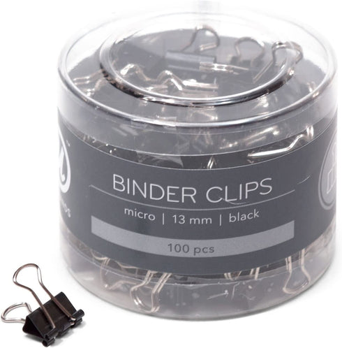 U Brands Binder Clips, Micro 1/2-Inch Width, 1/5-Inch Paper Holding Capacity, Black and Silver Steel, 100-Count - 650U08-24
