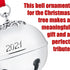 Klikel Sleigh Bell 2021 Ornament - Silver Christmas Ornament 2021 - Bell Ornament for Christmas Tree - with Red Ribbon and Gift Box - Shiny Christmas Bell Ornament Engraved 2021-7th Annual Edition