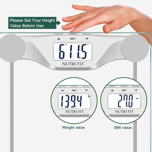 NUTRI FIT Digital Body Weight Bathroom Scale BMI, Accurate Weight Measurements Scale,Large Backlight Display and Step-On Technology,400 Pounds