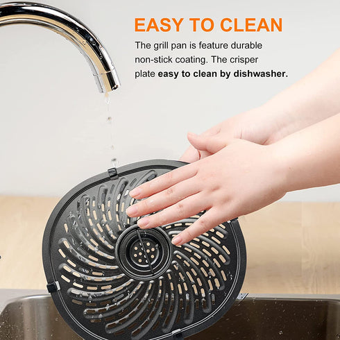 Air Fryer Grill Pan for Power XL Gowise 7QT Air Fryers,Nonstick Coating Crisper Plate,Air Fryer Replacement Parts,Air Fryer Rack,Air Fryer Accessories, Dishwasher Safe