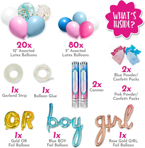 Nappy Times Baby Gender Reveal Party Supplies 2x Pink OR 2x Blue Fillable Gender Reveal Confetti Cannon | Easy to Set Up Gender Reveal Decorations with Pink and Blue Gender Reveal Balloons