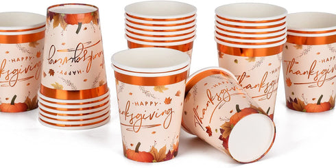 Gatherfun Thanksgiving Party Supplies Maple Leaves Disposable Paper Cups for Thanksgiving Dinner Party Fall Party Decorations , 9OZ 20 Pack