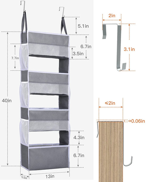 ULG Over The Door Organizer with 4 Large Capacity Pockets and 6 Mesh Pockets, 33lb Capacity Closet Door Hanging Organizer, Nursery Organizers and Storage for Baby Kids Toys, Diapers Organizer