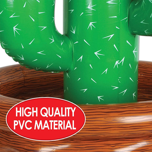 Inflatable Cactus Cooler and Drink Holder - Novelty Party Supplies, Holds Up to 24 -12 Ounce Cans, 1 Count
