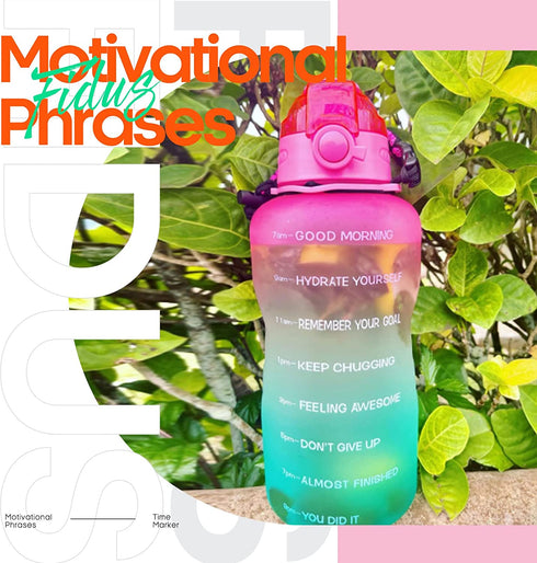 Fidus Large 1 Gallon Motivational Water Bottle with Paracord Handle & Removable Straw - BPA Free Leakproof Water Jug with Time Marker to Ensure You Drink Enough Water Throughout the Day