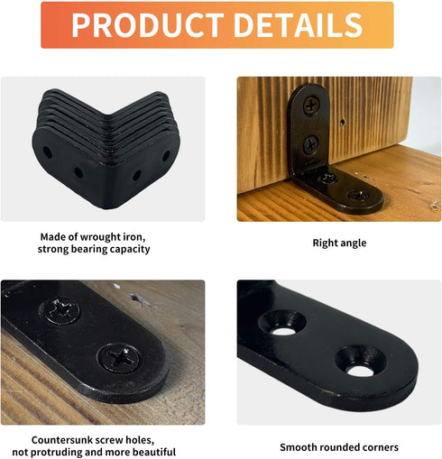 20 Pcs Black Corner Braces 2x2 Inch Steel L Bracket Heavy Duty Joint Right Angle Shelf Support Corner Braces for Shelves, Wood Furniture, Cabinet with Screws (20 Pack)