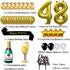 Gold 48th Birthday Decorations Kit, Cheers To 48 Years Banner Balloons 48th Cake Topper Birthday Sash Gold Tinsel Foil Fringe Curtains for 48 Birthday&Anniversary Decorations