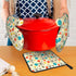 Mid Century Fifties Modern Atomic Retro Colors Oven Mitts and Pot Holders Sets Heat Resistant 3 Pcs Kitchen Sets for Kitchen,Cooking,Baking,Grilling,Cooks Gifts